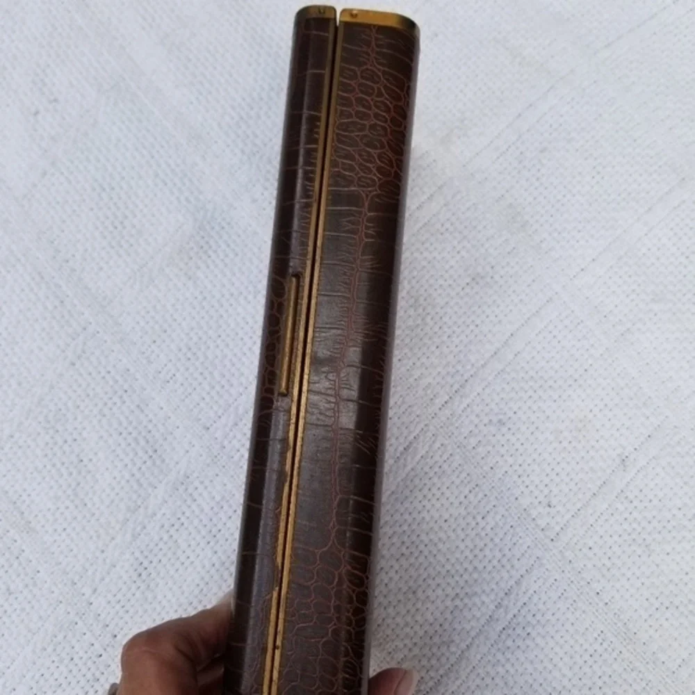 Vintage Scenic‎ 60's brass and croc embossed box